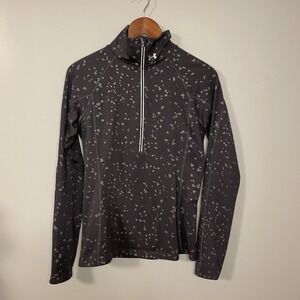 Under Armour Women's Small 1/4 Zip Fitted Cold Gear Pullover Black Gray Running